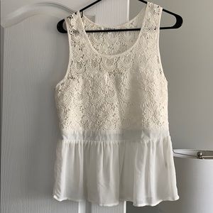 Cream Peplum Lace Top